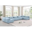 Meridian Furniture Cube Lt. Blue Vegan Leather 7-Pc. U-Shaped Modular Sectional
