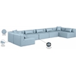 Meridian Furniture Cube Lt. Blue Vegan Leather 7-Pc. U-Shaped Modular Sectional