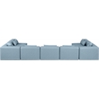 Meridian Furniture Cube Lt. Blue Vegan Leather 7-Pc. U-Shaped Modular Sectional