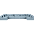 Meridian Furniture Cube Lt. Blue Vegan Leather 7-Pc. U-Shaped Modular Sectional