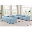 Meridian Furniture Cube Lt. Blue Vegan Leather 8-Pc. U-Shaped Modular Sectional