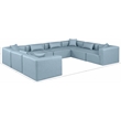 Meridian Furniture Cube Lt. Blue Vegan Leather 8-Pc. U-Shaped Modular Sectional