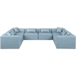 Meridian Furniture Cube Lt. Blue Vegan Leather 8-Pc. U-Shaped Modular Sectional