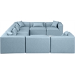 Meridian Furniture Cube Lt. Blue Vegan Leather 8-Pc. U-Shaped Modular Sectional