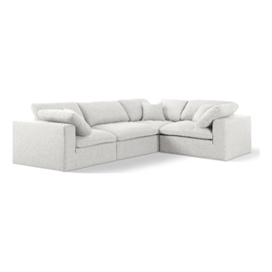 Meridian Furniture Serene 114&quot Linen Fabric Modular Sectional in Cream