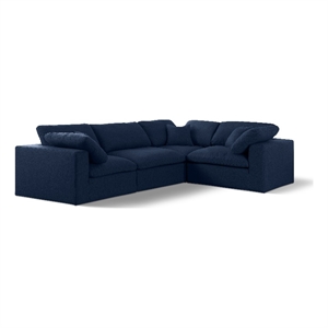 Meridian Furniture Serene 114&quot Linen Fabric Modular Sectional in Navy