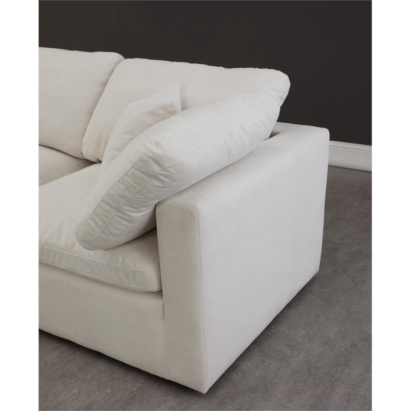 Meridian Furniture Plush Contemporary Velvet Modular Sectional in Cream