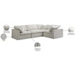 Meridian Furniture Plush Contemporary Velvet Modular Sectional in Cream