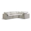 Meridian Furniture Plush Contemporary Velvet Modular Sectional in Cream