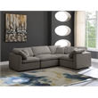 Meridian Furniture Plush Contemporary Velvet Modular Sectional in Gray
