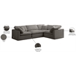 Meridian Furniture Plush Contemporary Velvet Modular Sectional in Gray