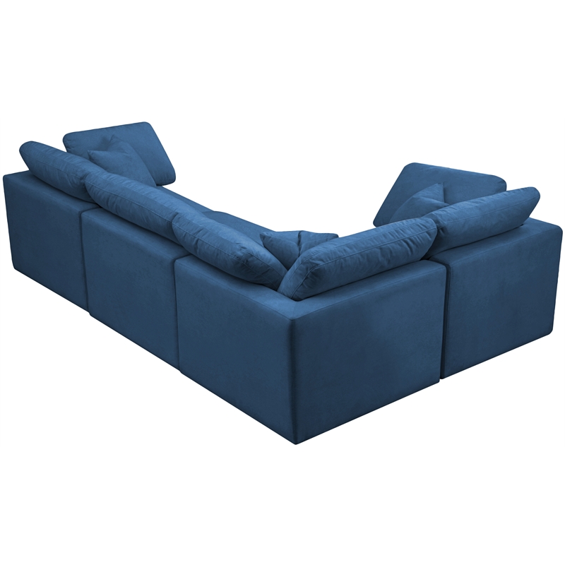 Meridian Furniture Plush Contemporary Velvet Modular Sectional in Navy