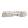 Meridian Furniture Cozy Contemporary Velvet Modular Sectional in Cream
