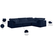 Meridian Furniture Cozy Contemporary Velvet Modular Sectional in Navy