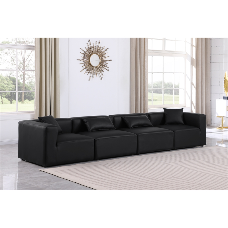 Meridian Furniture Cube Black Vegan Leather 4-Pc. Modular Sofa
