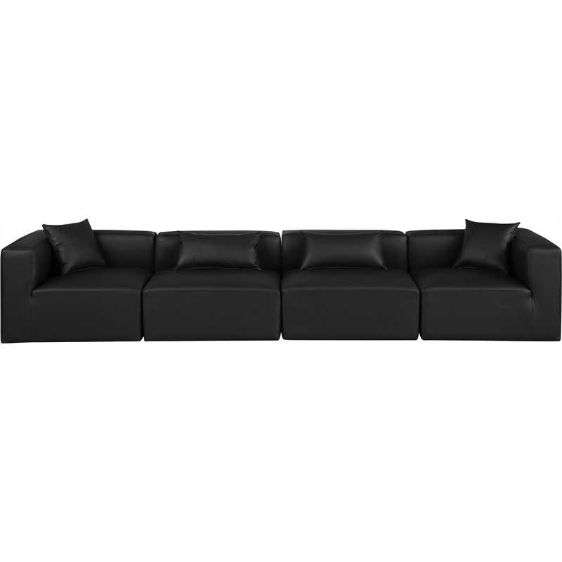 Meridian Furniture Cube Black Vegan Leather 4-Pc. Modular Sofa