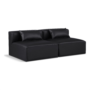 Meridian Furniture Cube Black Vegan Leather 2-Pc. Modular Sofa