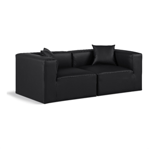 Meridian Furniture Cube Black Vegan Leather 2-Pc. Modular Sofa