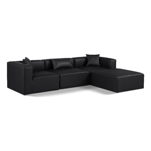 Meridian Furniture Cube Black Vegan Leather 4-Pc. L-Shaped Modular Sectional