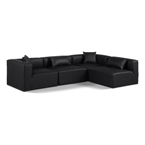 Meridian Furniture Cube Black Vegan Leather 4-Pc. L-Shaped Modular Sectional