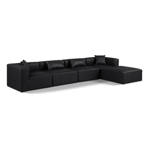 Meridian Furniture Cube Black Vegan Leather 5-Pc. L-Shaped Modular Sectional