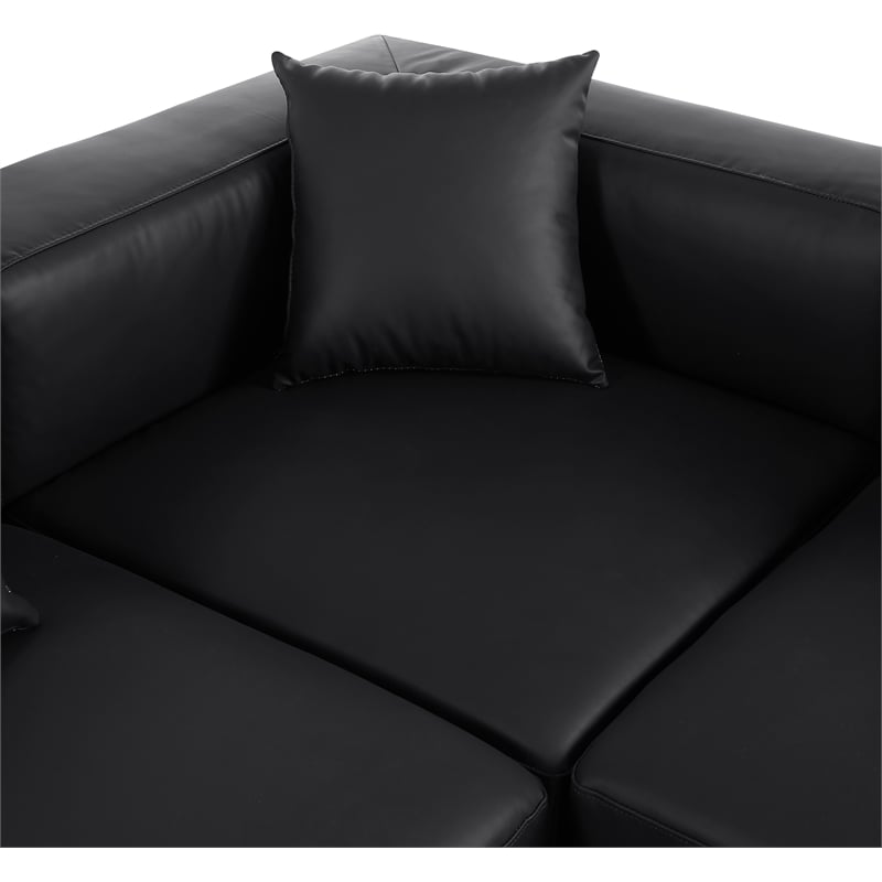 Meridian Furniture Cube Black Vegan Leather 5-Pc. L-Shaped Modular Sectional