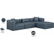 Meridian Furniture Cube Navy Blue Vegan Leather 4-Pc. L-Shaped Modular Sectional