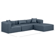 Meridian Furniture Cube Navy Blue Vegan Leather 4-Pc. L-Shaped Modular Sectional