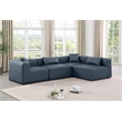 Meridian Furniture Cube Navy Blue Vegan Leather 4-Pc. L-Shaped Modular Sectional
