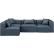 Meridian Furniture Cube Navy Blue Vegan Leather 4-Pc. L-Shaped Modular Sectional
