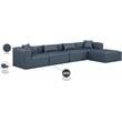 Meridian Furniture Cube Navy Blue Vegan Leather 5-Pc. L-Shaped Modular Sectional