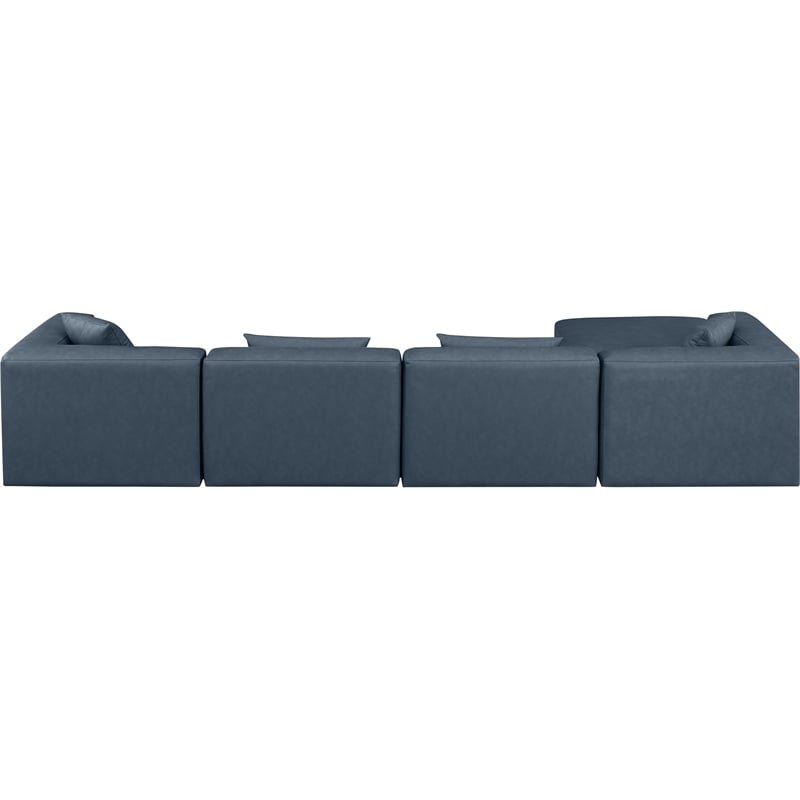 Meridian Furniture Cube Navy Blue Vegan Leather 5-Pc. L-Shaped Modular Sectional