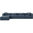 Meridian Furniture Cube Navy Blue Vegan Leather 5-Pc. L-Shaped Modular Sectional