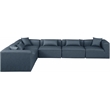 Meridian Furniture Cube Navy Blue Vegan Leather 6-Pc. L-Shaped Modular Sectional