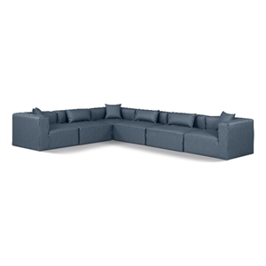 Meridian Furniture Cube Navy Blue Vegan Leather 6-Pc. L-Shaped Modular Sectional