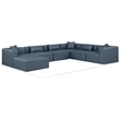 Meridian Furniture Cube Navy Blue Vegan Leather 7-Pc. U-Shaped Modular Sectional