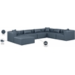 Meridian Furniture Cube Navy Blue Vegan Leather 7-Pc. U-Shaped Modular Sectional