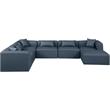 Meridian Furniture Cube Navy Blue Vegan Leather 7-Pc. U-Shaped Modular Sectional