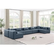 Meridian Furniture Cube Navy Blue Vegan Leather 7-Pc. U-Shaped Modular Sectional