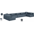 Meridian Furniture Cube Navy Blue Vegan Leather 7-Pc. U-Shaped Modular Sectional
