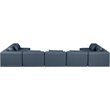Meridian Furniture Cube Navy Blue Vegan Leather 7-Pc. U-Shaped Modular Sectional