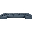 Meridian Furniture Cube Navy Blue Vegan Leather 7-Pc. U-Shaped Modular Sectional