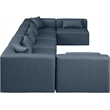 Meridian Furniture Cube Navy Blue Vegan Leather 7-Pc. U-Shaped Modular Sectional