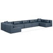 Meridian Furniture Cube Navy Blue Vegan Leather 7-Pc. U-Shaped Modular Sectional