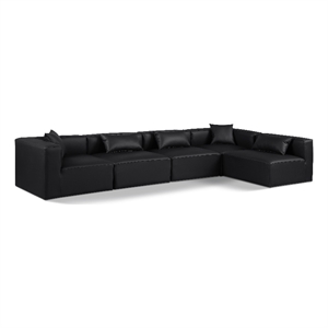 Meridian Furniture Cube Black Vegan Leather 5-Pc. L-Shaped Modular Sectional