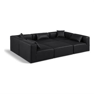 Meridian Furniture Cube Black Vegan Leather 6-Pc. U-Shaped Modular Sectional