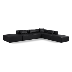 Meridian Furniture Cube Black Vegan Leather 6-Pc. L-Shaped Modular Sectional