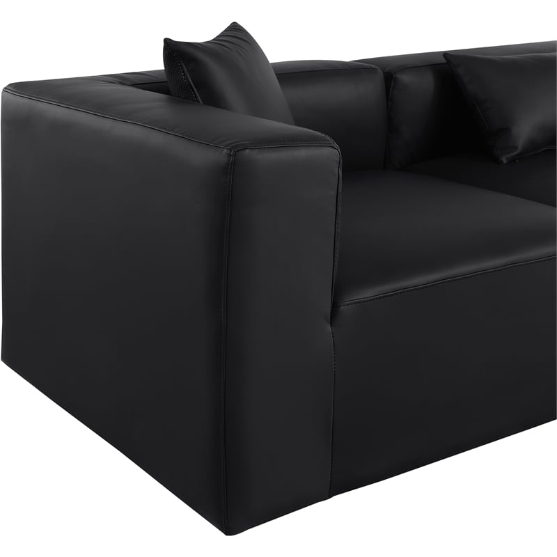 Meridian Furniture Cube Black Vegan Leather 7-Pc. U-Shaped Modular Sectional