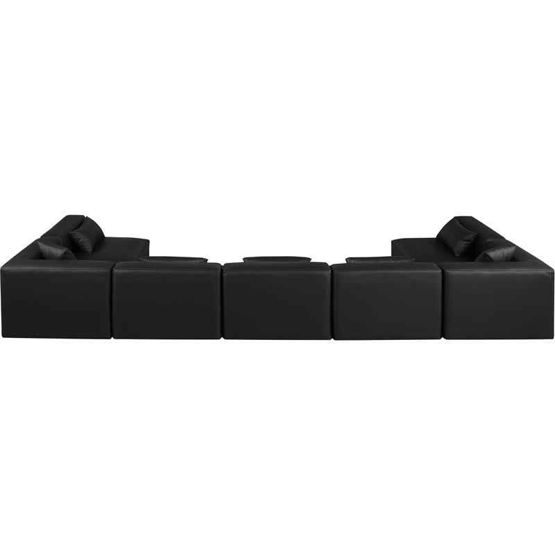 Meridian Furniture Cube Black Vegan Leather 7-Pc. U-Shaped Modular Sectional