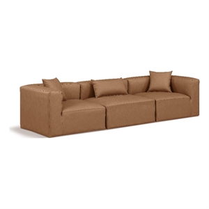 Meridian Furniture Cube Brown Vegan Leather 3-Pc. Modular Sofa